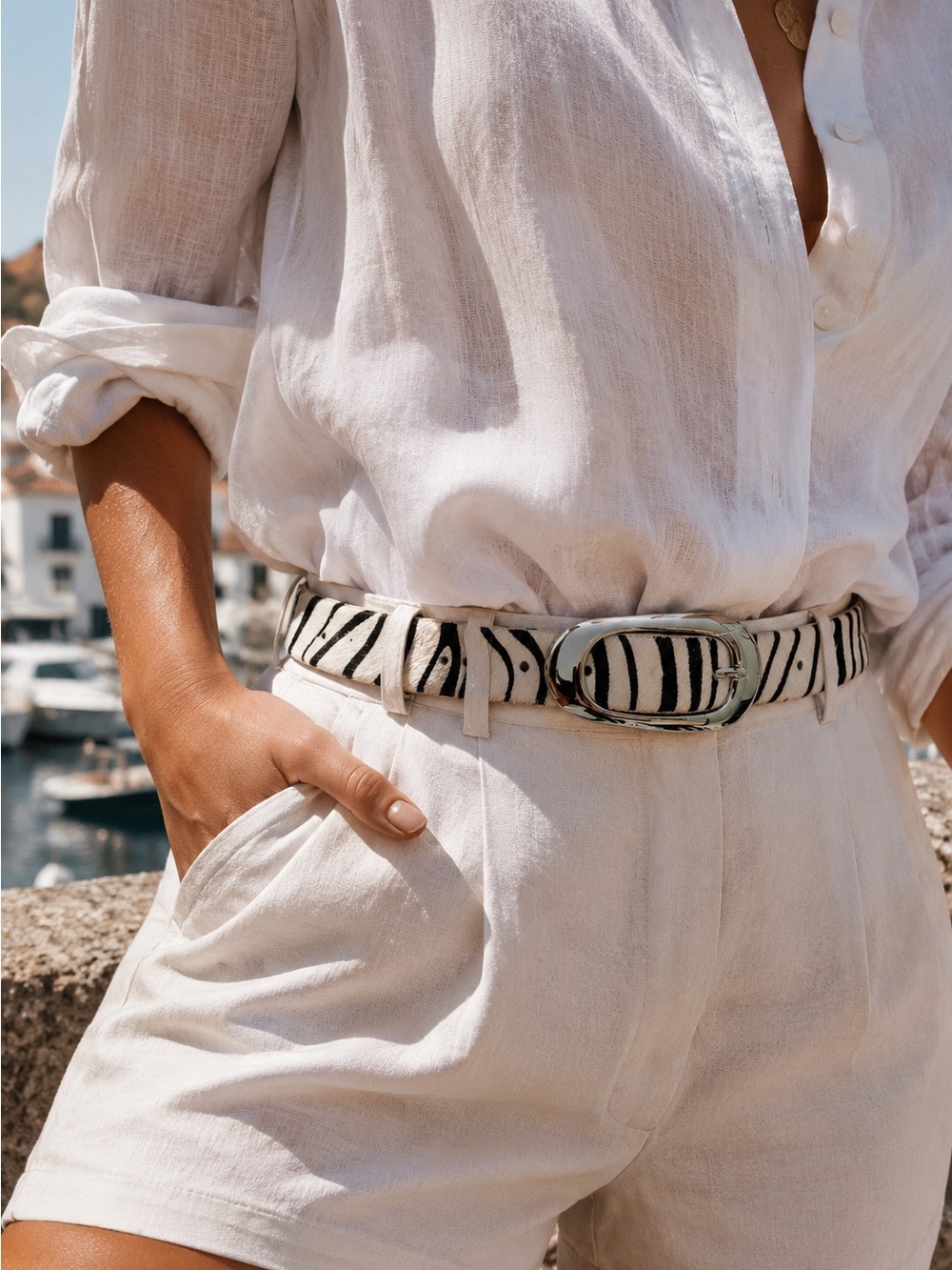 NWT | Rachel Zoe Genuine Leather Zebra Haircalf Belt